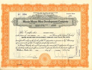 Minnie Moore Mine Development Co. - Stock Certificate